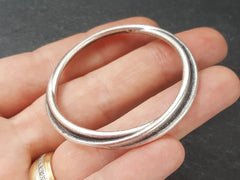 Silver Loop Pendant, Intermingling Loop, Round Pendant, Closed Loop, Ring Pendant, Loop Connector, Silver Ring, Antique Silver Plated 1pc