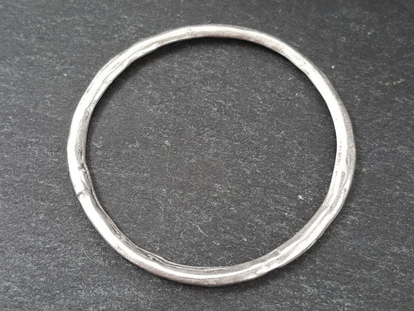 Extra Large Organic Round Ring Closed Loop Pendant Connector - Matte Antique Silver Plated - 1 PC
