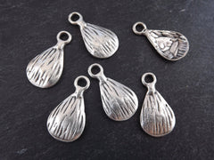 Textured Teardrop Charms, Tear Drop Pendant, Tribal Charms, Ethnic Charms, Silver Teardrop, Turkish Supplies, Matte Antique Silver, 6pc