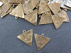 Bronze Triangle Charms, Bronze Triangle Pendants, Minimalist, Geometric, Earring Pendant, Necklace Pendant, Antique Bronze Plated - 2pc