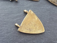 Bronze Triangle Pendant, Floral Pendant, Victorian, Floral Pattern, Fleur de lis, Triangle Necklace Pendant, 2 loops, Antique Bronze Plated