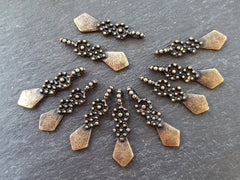 Dotted Arrow Head Spear Head Charm Pendant Tribal Style Ethnic Charms Boho Jewelry Making Supplies Findings Antique Bronze Plated - 10pc