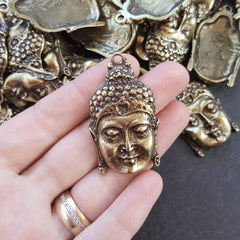 Large Buddha Face Necklace Pendant Yoga Pendants Antique Bronze Plated Turkish Jewelry Making Supplies Findings Components - 1pc