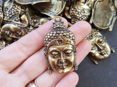 Large Buddha Face Necklace Pendant Yoga Pendants Antique Bronze Plated Turkish Jewelry Making Supplies Findings Components - 1pc