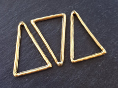Triangle Charms Pendants Link Connector Pendants, Ring Component, Gold Loop, 22k Matte Gold, 3PC