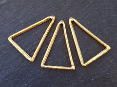 Triangle Charms Pendants Link Connector Pendants, Ring Component, Gold Loop, 22k Matte Gold, 3PC