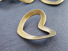 Large Curved Heart Loop Link Pendant Smooth Frame Antique Bronze Plated Turkish Jewelry Making Supplies Findings Component - 1pc