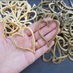 Large Organic Heart Shape Loop Link Pendant Smooth Frame Antique Bronze Plated Turkish Jewelry Making Supplies Findings Component - 1pc