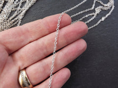 2.5mm Delicate Cable Chain  - Matte Silver Plated - 1 Meter  or 3.3 Feet