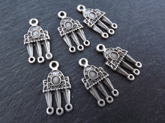 Multiple Loop Connectors Multi Strand Link Chandelier Antique Matte Siver Plated Turkish Jewelry Supplies - 6pc