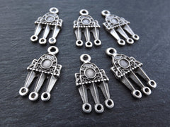 Multiple Loop Connectors Multi Strand Link Chandelier Antique Matte Siver Plated Turkish Jewelry Supplies - 6pc