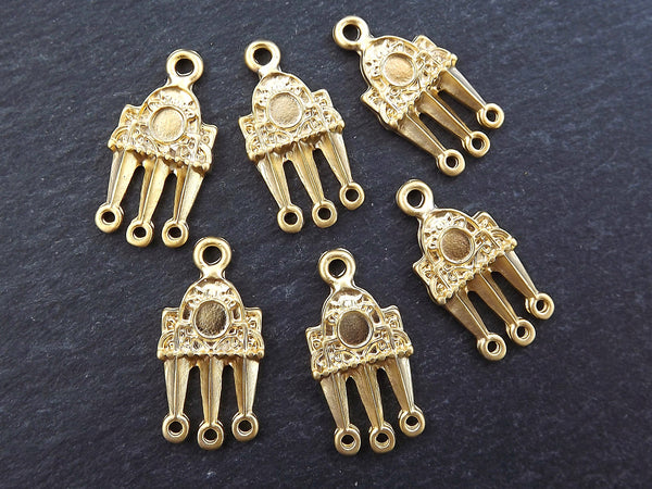 Multiple Loop Connectors Multi Strand Link Chandelier 22k Matte Gold Plated Turkish Jewelry Supplies - 6pc