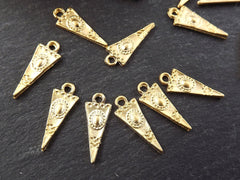 10 Mini Tribal Triangle Spike Charms, Gold Charms, Gold Pendants, Small Gold Triangle, Triangle Charms, Tribal Charms, 22k Matte Gold Plated