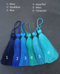 Navy Blue Silk Tassel Braided Loop, Thick Tassels, Jewelry Tassel, Keychain Tassel, Mala Tassel, Garland Tassel 113mm - 1 pc