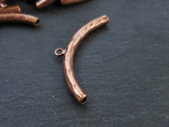 Organic Necklace Bracelet Curve Tube Bead Spacer with Loop Antique Copper Plated - 1 pc