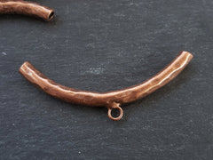 Organic Necklace Bracelet Curve Tube Bead Spacer with Loop Antique Copper Plated - 1 pc