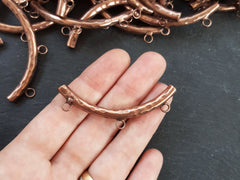 Copper Curve Tube Bead Bar Bail, Charm Bail, Copper Tube, Curve Tube, Beading Tube, Copper Bar, Three Loops, Antique Copper Plated, 1 pc