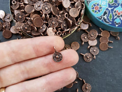 15 Mini Round Tribal Dot Charms Antique Copper Plated