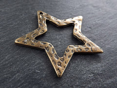 Hammered Star Pendant, Cut Out Star, Hollow Star, Bronze Star Pendant, Bronze Star, Large Bronze Star, Open Star, Antique Bronze Plated