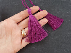 Long Magenta Purple Silk Thread Tassels -  3 inches - 77mm  - 2 pc