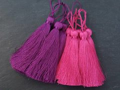 Extra Large Thick Magenta Pink Thread Tassels - 4.4 inches - 113mm - 1 pc