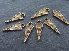 10 Mini Tribal Triangle Spike Charms Pendants Jewelry Making Supplies Findings Components - Antique Bronze Plated