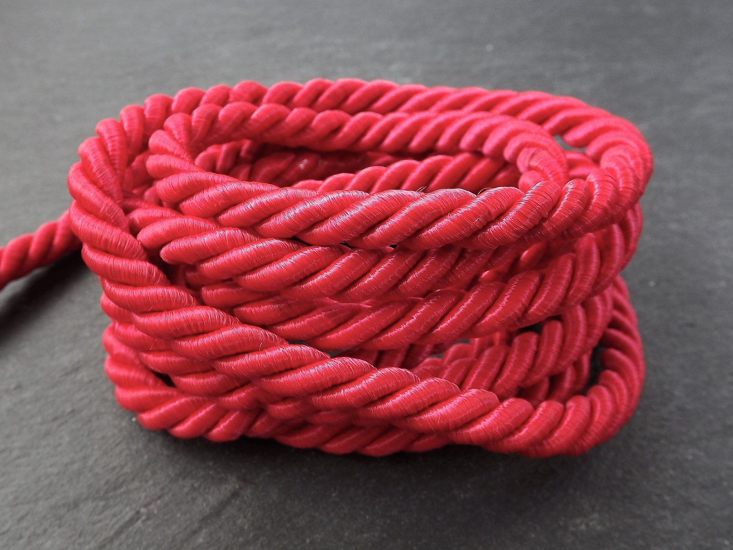 Cardinal Red Rope 7mm Twisted Rayon Satin Rope Silk Braid Cord - 3