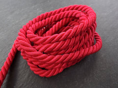 Cardinal Red Rope 7mm Twisted Rayon Satin Rope Silk Braid Cord - 3 Ply Twist - 1 meters - 1.09 Yards - Twisted Rope Jewelry Cord