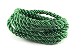 Forest Green Rope 3.5mm Cord Rayon Satin Rope Silk Braid, Twisted Rope Jewelry Necklace Cord  - 3 Ply Twist - 1 meters - 1.09 Yards - No:17