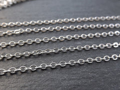 2.5mm Delicate Cable Chain  - Matte Silver Plated - 1 Meter  or 3.3 Feet