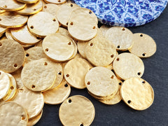 5 Plain Round Rustic Disc Connectors  Jewelry Making Supplies Findings - 22k Matte Gold Plated