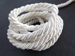 Creamy White 7mm Twisted Rayon Satin Rope Silk Braid Cord - 3 Ply Twist - 1 meters - 1.09 Yards