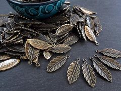 5 Leaf Pendant Charms Earring Bracelet Components Findings Jewelry Making Supplies Antique Bronze Plated