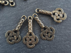 Chinese Flower Knot Charm Pendant Antique Bronze Plated Jewelry Making Supplies - 4pc