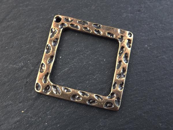 Hammered Square Pendant Non Tarnish Turkish Jewelry Supplies Findings Components Antique Bronze Plated