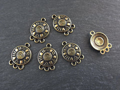 Ethnic Swirl Round Multi Strand Link Connector Charm, Bronze Chandelier, Multi Connector, Chandelier Connector - Antique Bronze Plated 6pcs