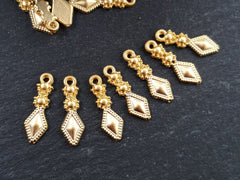 Mini Gold Charm Pendulum Diamond Tribal Charms, Ethnic Charms, Gold Plated Charms, Boho Supplies, Non Tarnish 22k Matte Gold Plated - 15pc