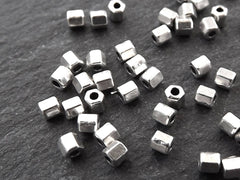 2mm Tiny Hexagon Barrel Tube Bead Spacers, Metal Beads for Jewelry Making Supplies, Matte Antique Silver Plated, 50pcs