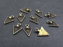 Bronze Triangle Charms, Rustic Cast, Spike Charms, Arrow Head Charms, Ethnic Charms, Triangle Pendants, Boho, Antique Bronze Plated - 10pcs