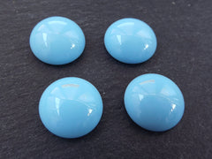 4pcs Opaque Pale Blue Czech Round Glass Dome Cabochon Beads - 18mm