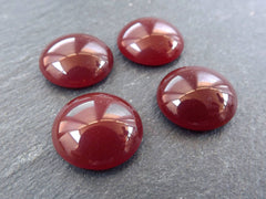 4pcs Pompeian Red Czech Round Glass Dome Cabochon Beads - 18mm