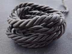 Pebble Gray 7mm Twisted Rayon Satin Rope Silk Braid Cord - 3 Ply Twist - 1 meters - 1.09 Yards