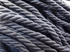 Pebble Gray 7mm Twisted Rayon Satin Rope Silk Braid Cord - 3 Ply Twist - 1 meters - 1.09 Yards