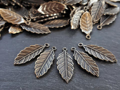 5 Leaf Pendant Charms Earring Bracelet Components Findings Jewelry Making Supplies Antique Bronze Plated