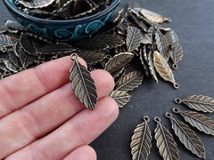 5 Leaf Pendant Charms Earring Bracelet Components Findings Jewelry Making Supplies Antique Bronze Plated