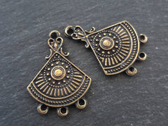 Fan Drop Shaped Multi Strand Link Connector Necklace Finish Earring Chandelier Antique Bronze Plated Jewelry Making Supplies - 2pc