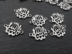 6 Mini Arabic Calligraphy Mashallah Connector Charms - Matte Antique Silver Plated