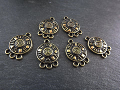 Ethnic Swirl Round Multi Strand Link Connector Charm, Bronze Chandelier, Multi Connector, Chandelier Connector - Antique Bronze Plated 6pcs