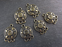 Ethnic Swirl Round Multi Strand Link Connector Charm, Bronze Chandelier, Multi Connector, Chandelier Connector - Antique Bronze Plated 6pcs