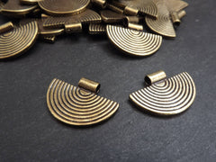 2 Large Semi Circle Tribal Pendant Half Circle Charms Semi Circular Ethnic Jewelry Making Supplies Components - Antique Bronze Plated